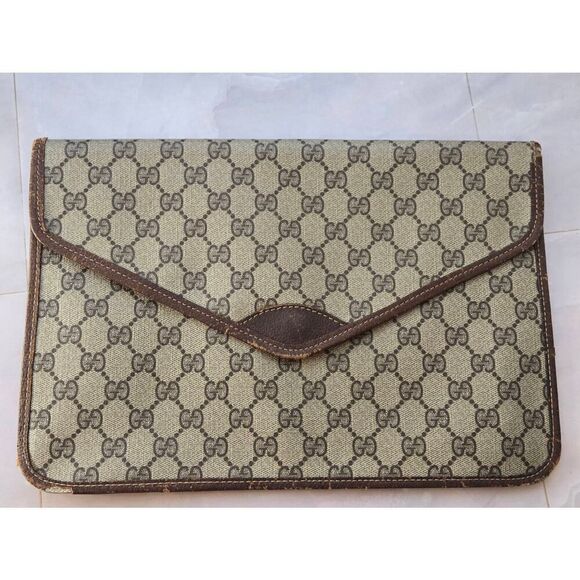 Vintage Gucci GG Logo Portfolio Pochette - Picture 1 of 12